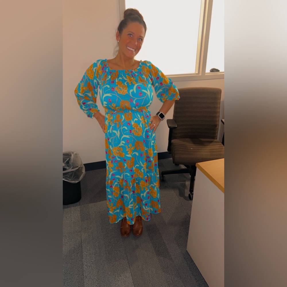 Floral Blue and Orange Dress